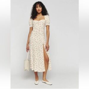 REFORMATION Lacey Dress Boheme Sz 6 EUC Cottagecore Vintage Inspired Floral Midi